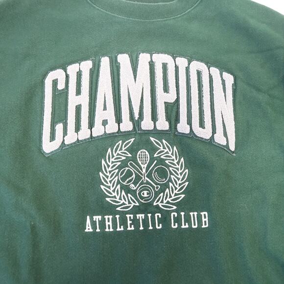 Vintage Y2K Champion Athletic Club Dark Green Graphic Crewneck Sweatshirt M - Picture 3 of 5